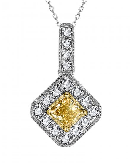 MULTI TONE  PRINCESS CUT DIAMOND PENDANT (TP2783)